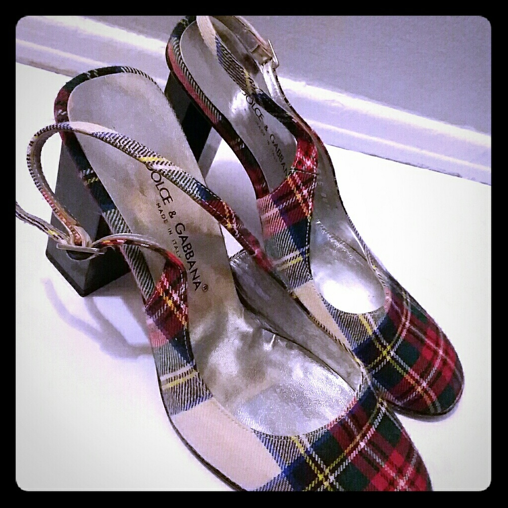 Dolce & Gabbana Plaid Pattern Heels